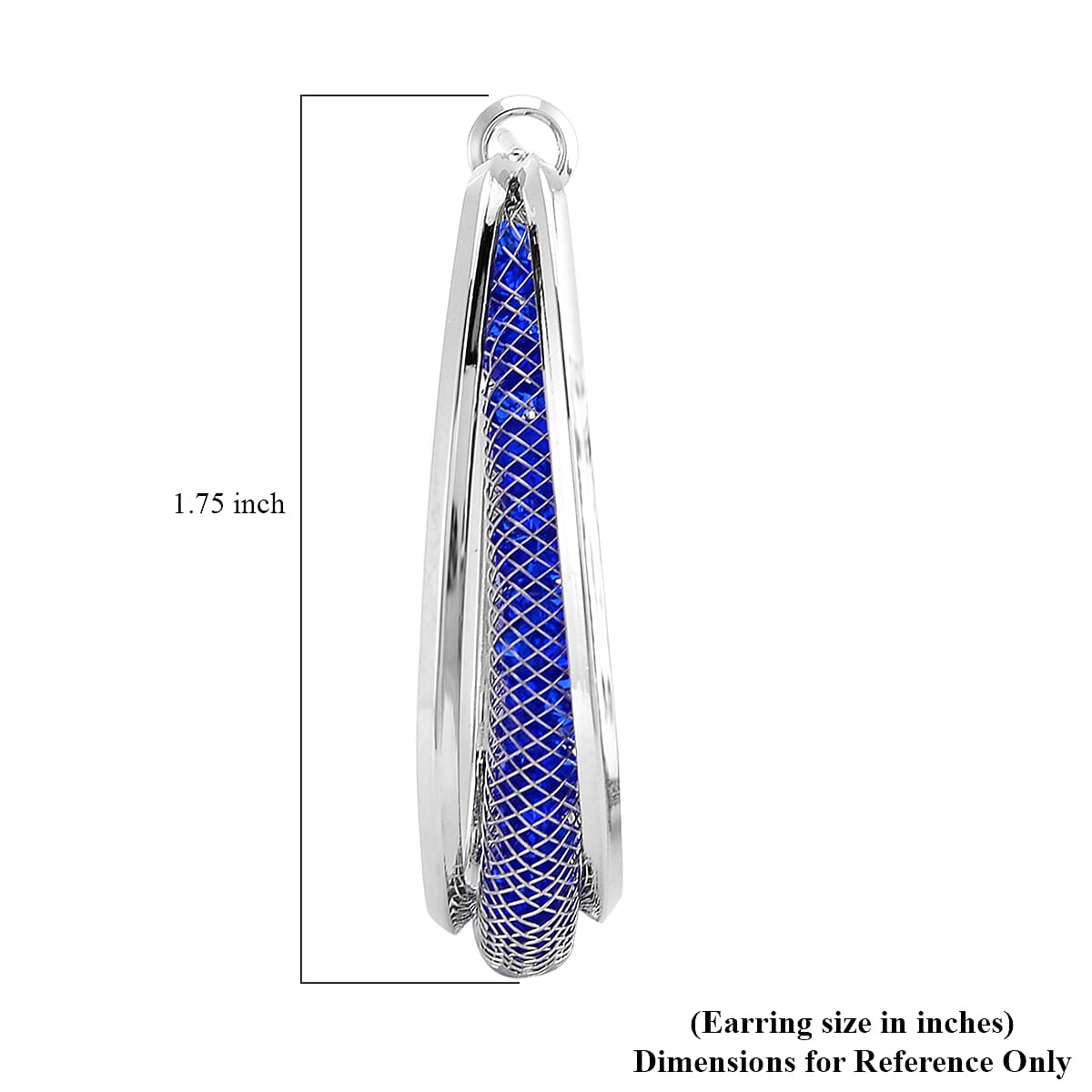 Sparkly Blue Austrian Crystal Inside Out Hoop Earrings in Silvertone