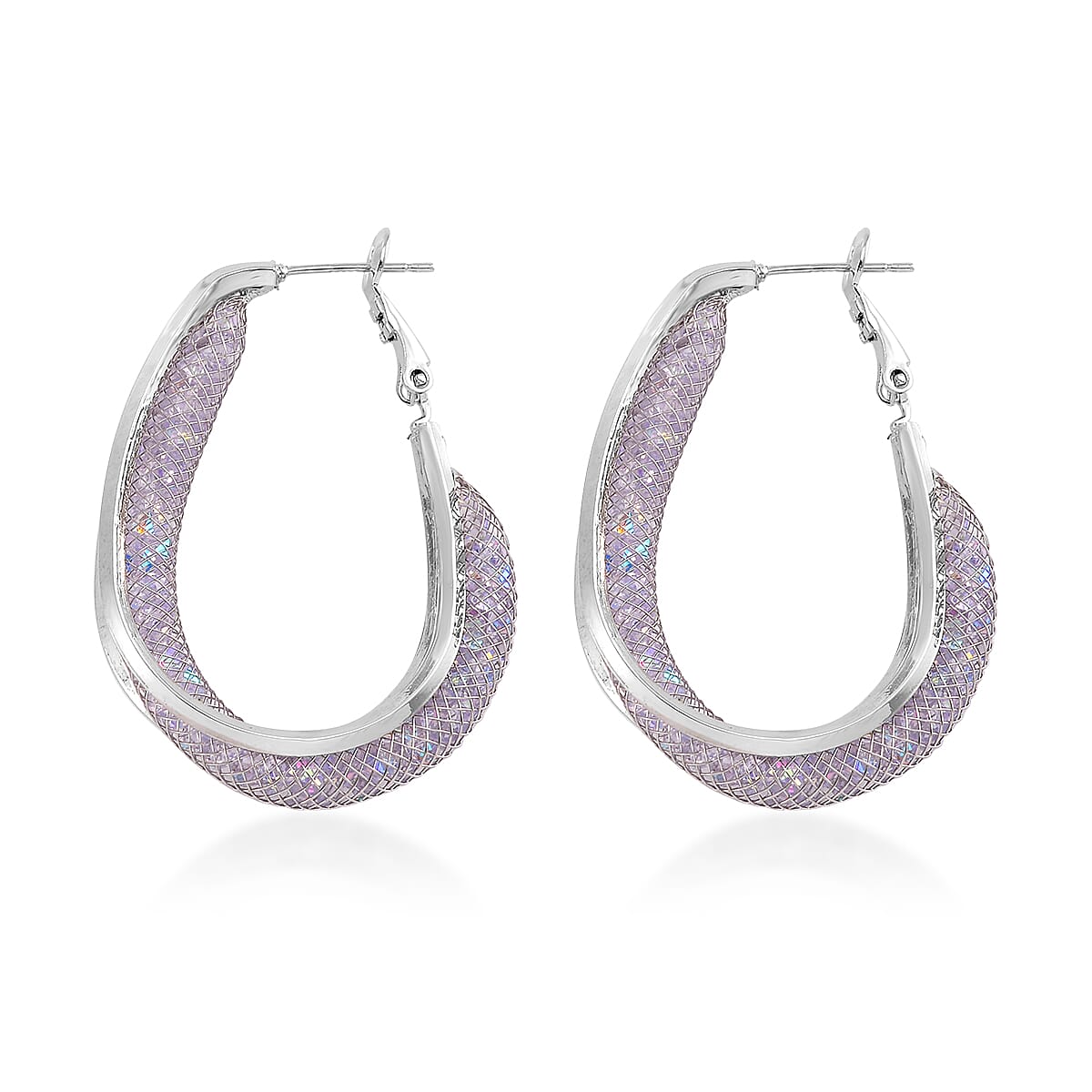 Aurora Borealis Austrian Crystal Infinity Inside Out Hoop Earrings in Silvertone image number 3