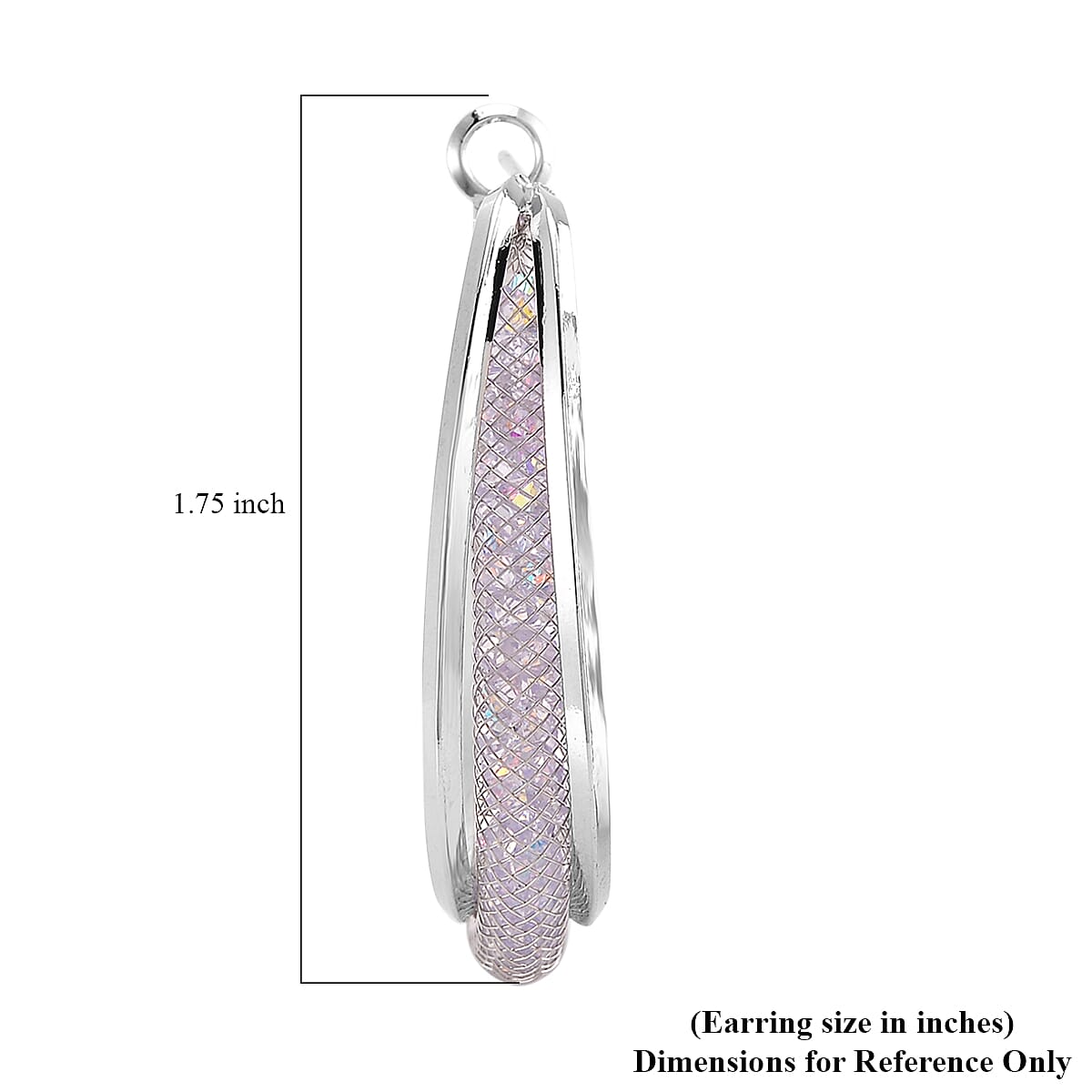 Aurora Borealis Austrian Crystal Infinity Inside Out Hoop Earrings in Silvertone image number 4