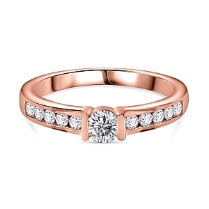 Moissanite 0.53 ctw Ring in 18K Vermeil Rose Gold Over Sterling Silver (Size 11.5)