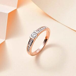 Moissanite 0.53 ctw Ring in 18K Vermeil Rose Gold Over Sterling Silver (Size 11.5)