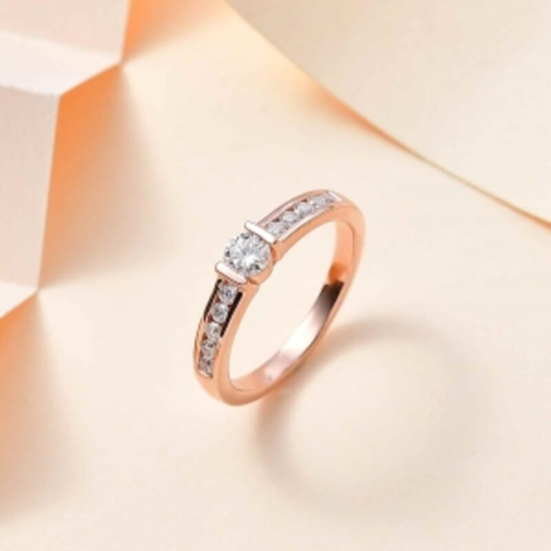 Moissanite 0.53 ctw Ring in 18K Vermeil Rose Gold Over Sterling Silver (Size 11.5)