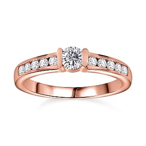 Moissanite 0.53 ctw Ring in 18K Vermeil Rose Gold Over Sterling Silver (Size 11.5)