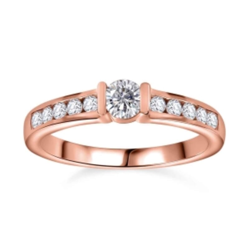 Moissanite 0.53 ctw Ring in 18K Vermeil Rose Gold Over Sterling Silver (Size 11.5)