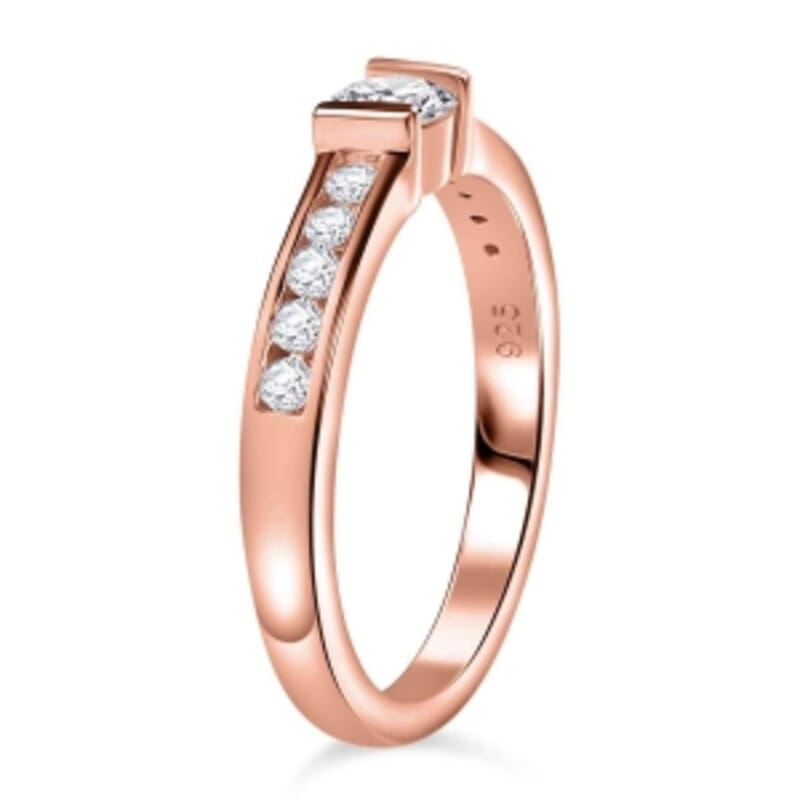 Moissanite 0.53 ctw Ring in 18K Vermeil Rose Gold Over Sterling Silver (Size 11.5)
