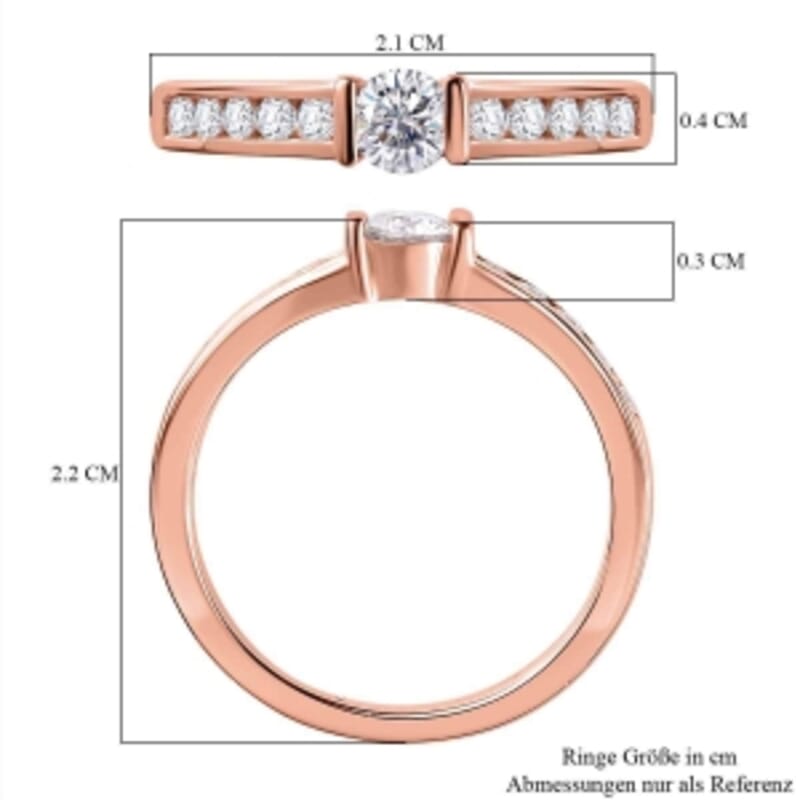 Moissanite 0.53 ctw Ring in 18K Vermeil Rose Gold Over Sterling Silver (Size 11.5)