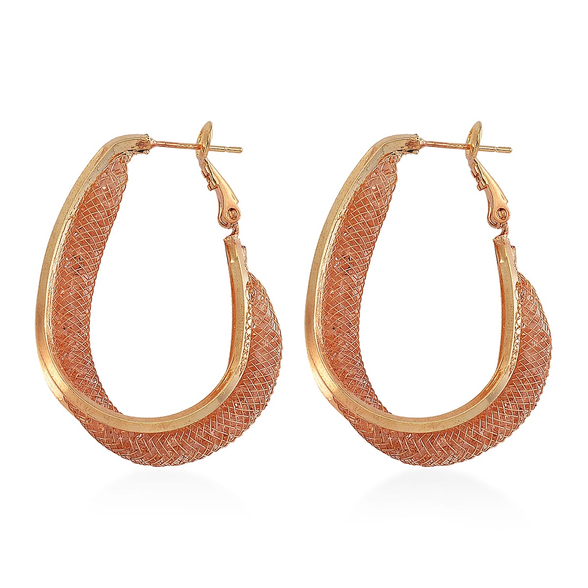 Sparkly Champagne Austrian Crystal Infinity Inside Out Hoop Earrings in Rosetone image number 3