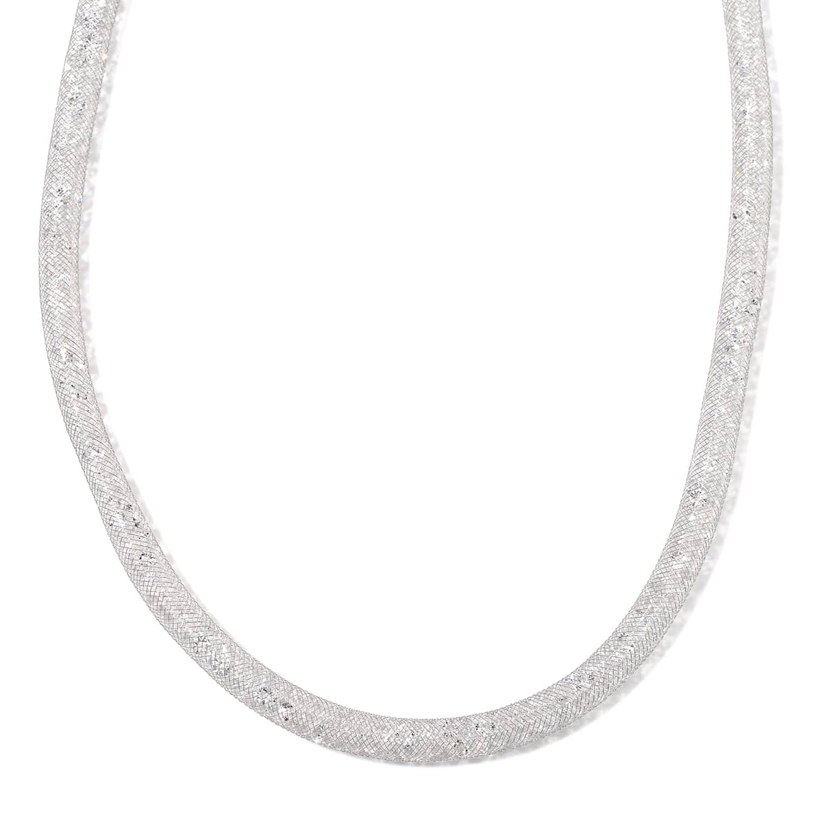 Sparkly White Austrian Crystal Necklace 20-22 Inches in Silvertone image number 0