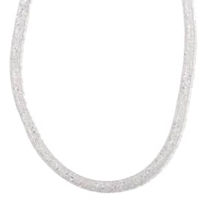 Sparkly White Austrian Crystal Necklace 20-22 Inches in Silvertone