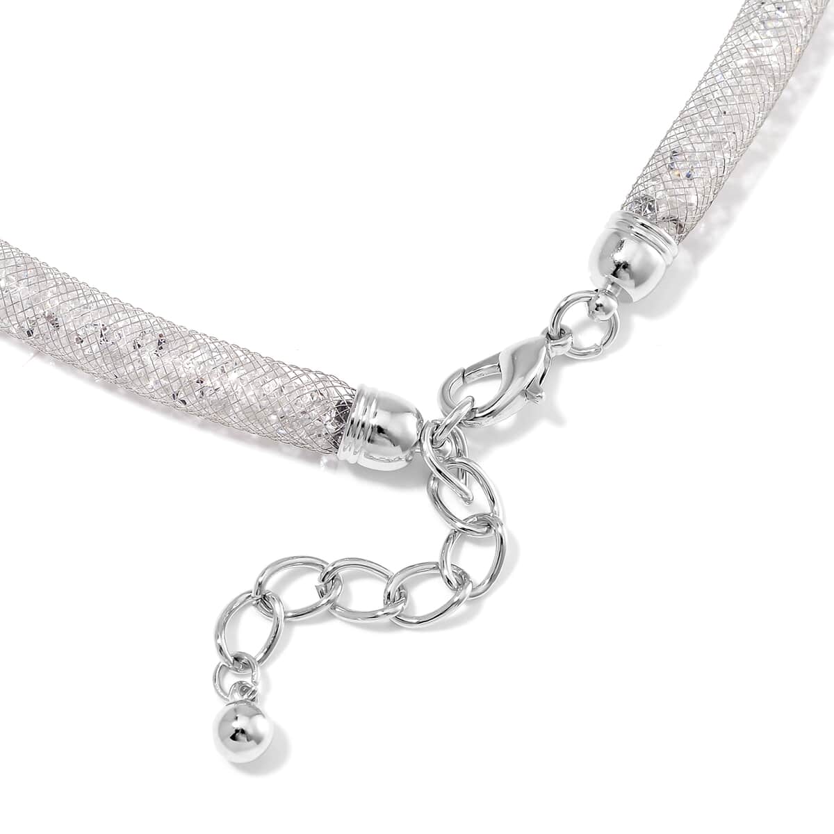 Sparkly White Austrian Crystal Necklace 20-22 Inches in Silvertone image number 3