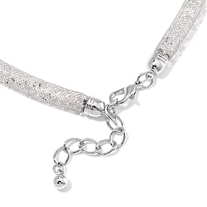 Sparkly White Austrian Crystal Infinity Necklace in Silvertone (20-22 Inches)