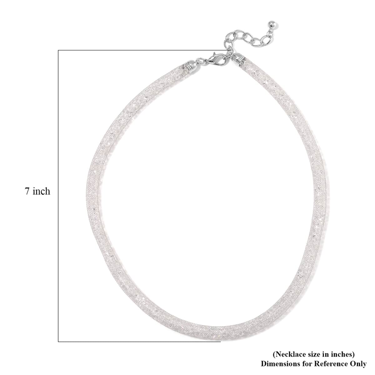 Sparkly White Austrian Crystal Necklace 20-22 Inches in Silvertone image number 4