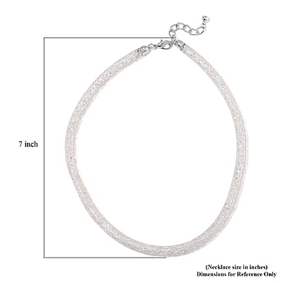 Sparkly White Austrian Crystal Infinity Necklace in Silvertone (20-22 Inches)