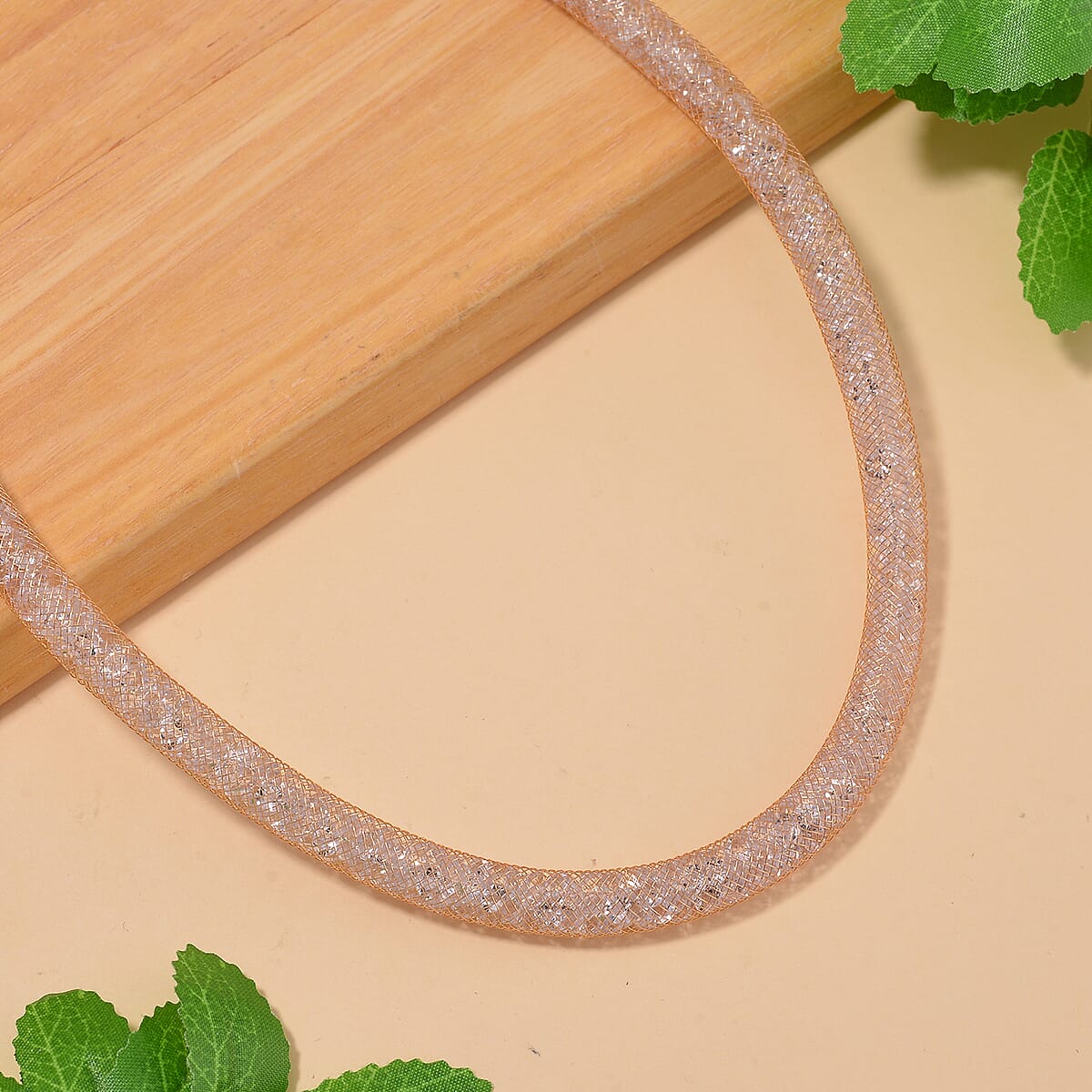 Sparkly White Austrian Crystal Infinity Necklace 20-22 Inches in Goldtone image number 1
