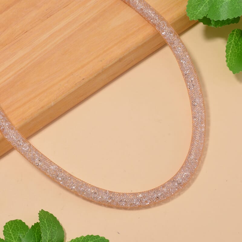Sparkly White Austrian Crystal Infinity Necklace in Goldtone (20-22 Inches)