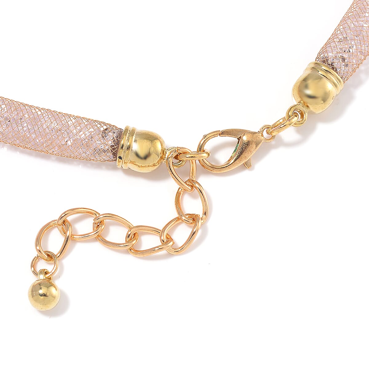 Sparkly White Austrian Crystal Infinity Necklace 20-22 Inches in Goldtone image number 3
