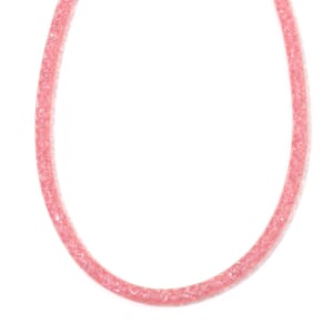 Sparkly Pink Austrian Crystal Infinity Necklace 20-22 Inches in Rosetone
