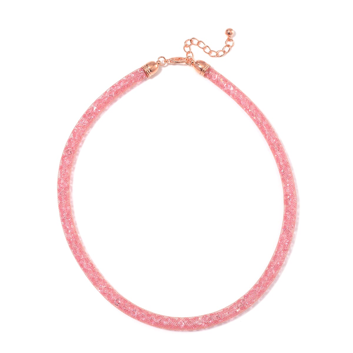 Sparkly Pink Austrian Crystal Infinity Necklace 20-22 Inches in Rosetone image number 2