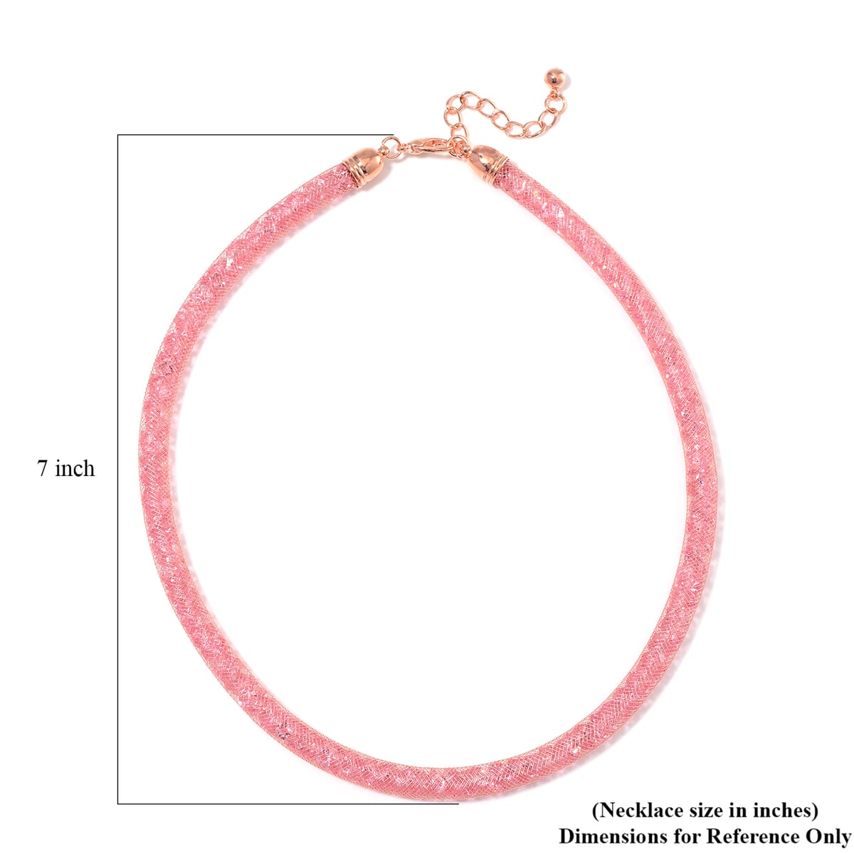 Sparkly Pink Austrian Crystal Infinity Necklace 20-22 Inches in Rosetone image number 4