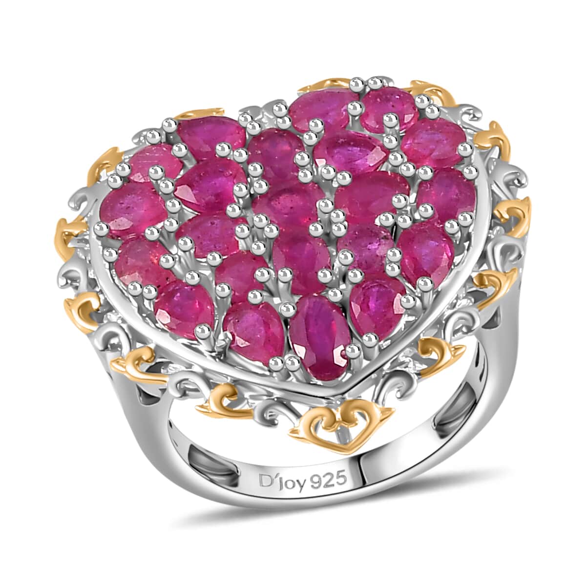 TLV Niassa Ruby (FF) Heart Ring in Vermeil YG and Platinum Over Sterling Silver (Size 10.0) 4.85 ctw image number 0