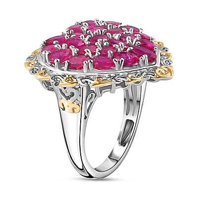 Niassa Ruby (FF) Heart Ring in Vermeil YG and Platinum Over Sterling Silver (Size 10.0) 4.85 ctw