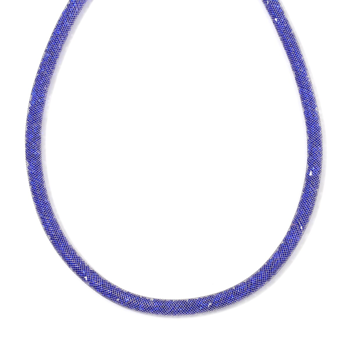 Sparkly Blue Austrian Crystal Infinity Necklace 20-22 Inches in Silvertone image number 0