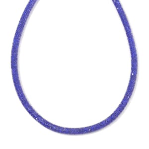 Sparkly Blue Austrian Crystal Infinity Necklace 20-22 Inches in Silvertone