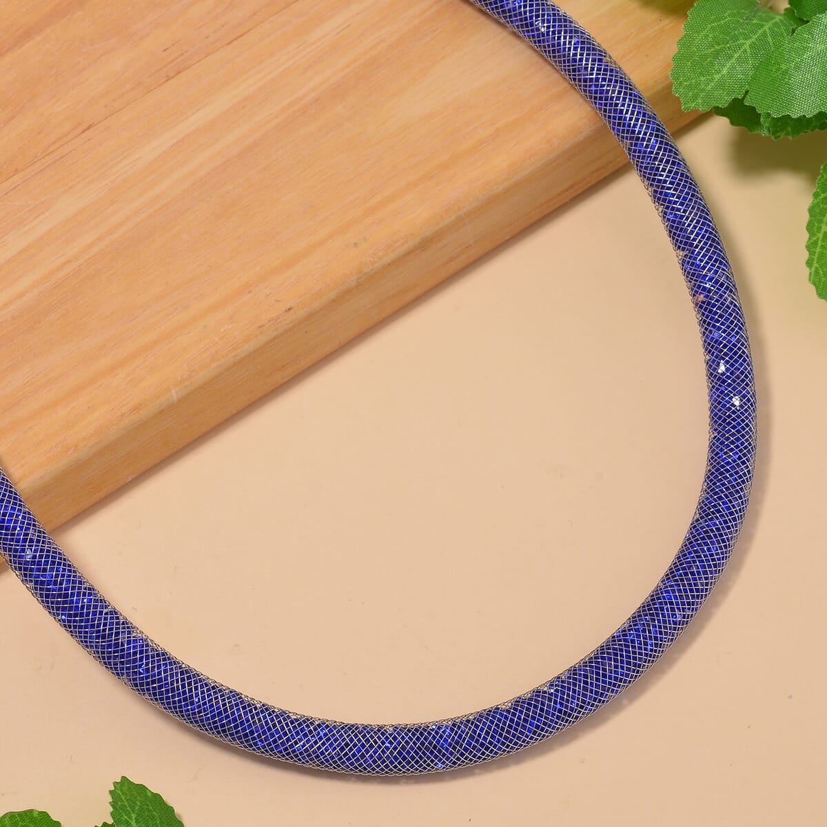 Sparkly Blue Austrian Crystal Infinity Necklace 20-22 Inches in Silvertone image number 1