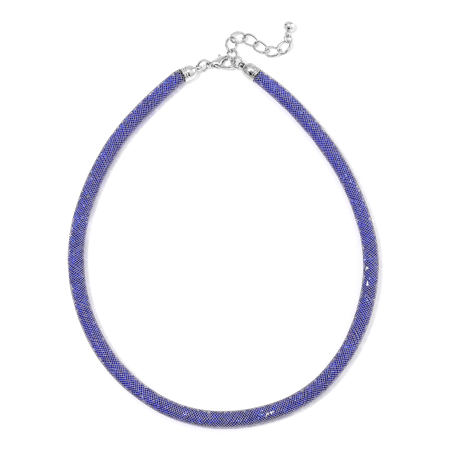 Sparkly Blue Austrian Crystal Infinity Necklace in Silvertone (20-22 Inches)