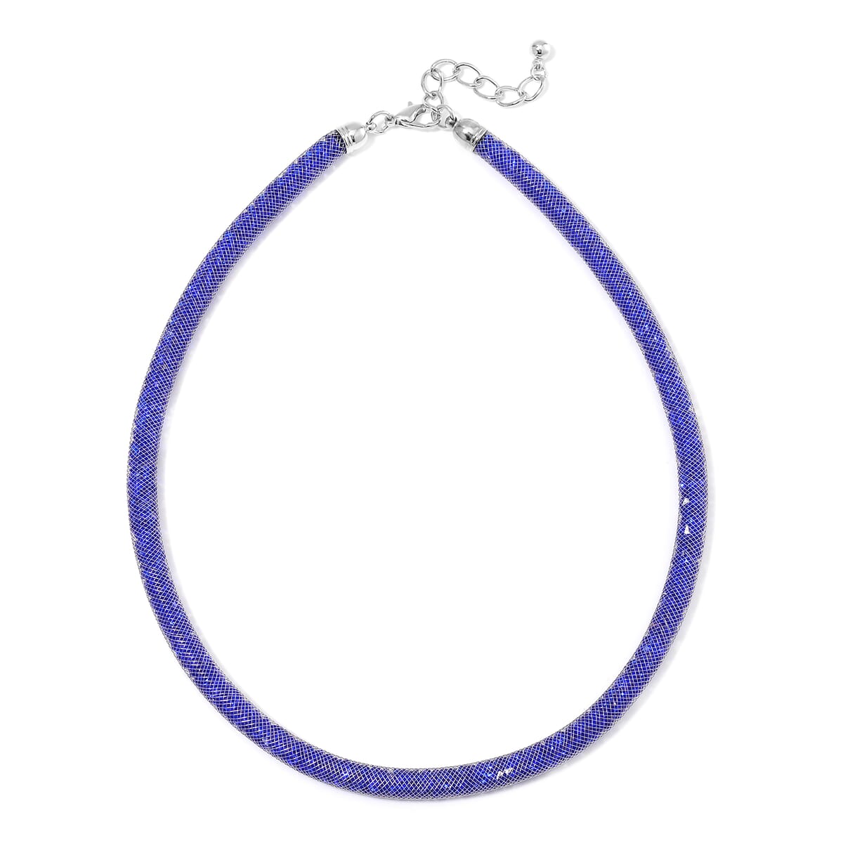 Sparkly Blue Austrian Crystal Infinity Necklace 20-22 Inches in Silvertone image number 2