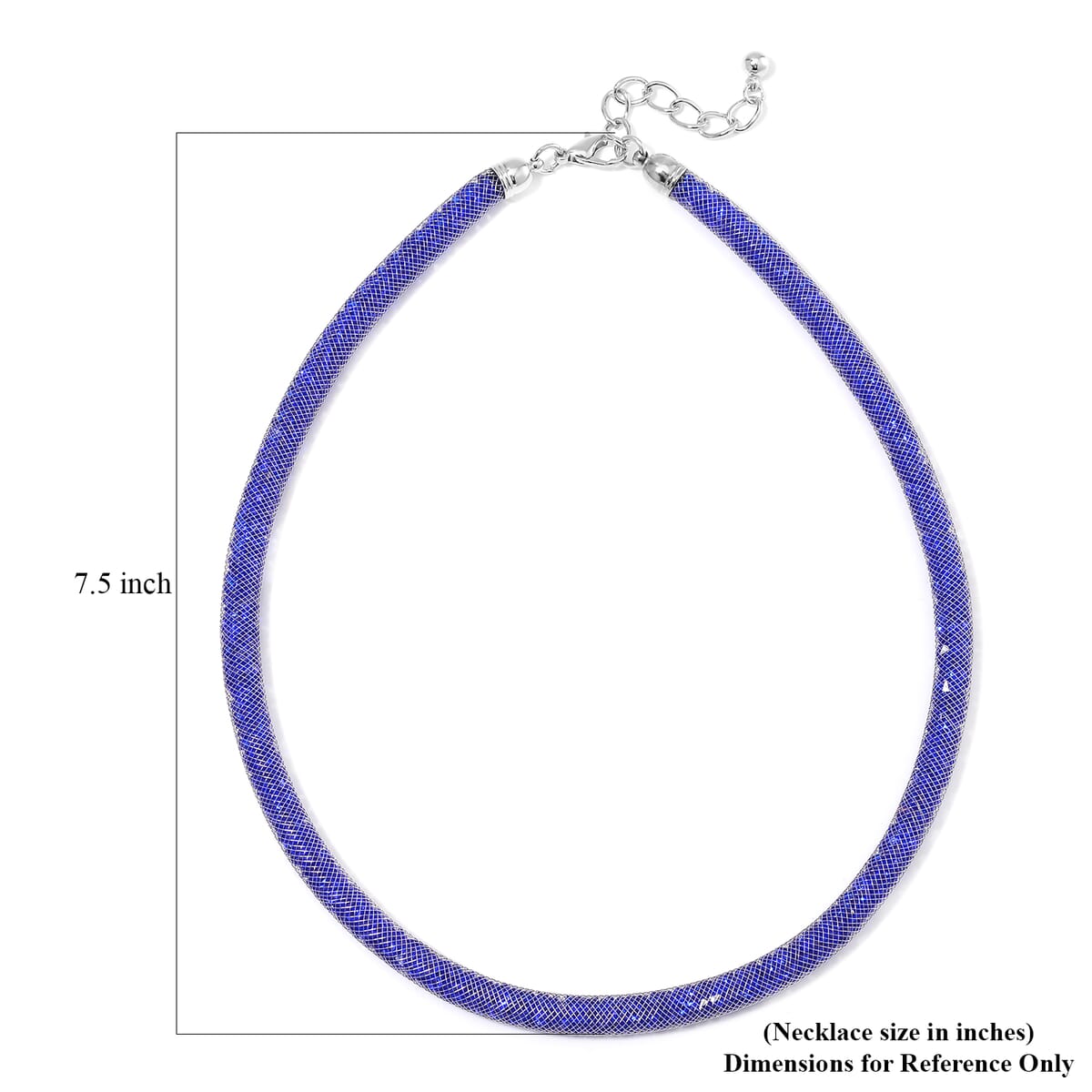 Sparkly Blue Austrian Crystal Infinity Necklace 20-22 Inches in Silvertone image number 4