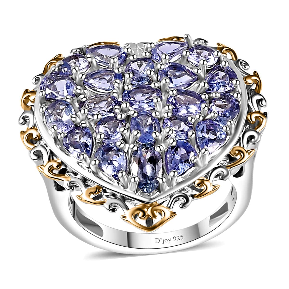 Tanzanite Heart Ring in Vermeil YG and Platinum Over Sterling Silver (Size 6.0) 3.15 ctw image number 0