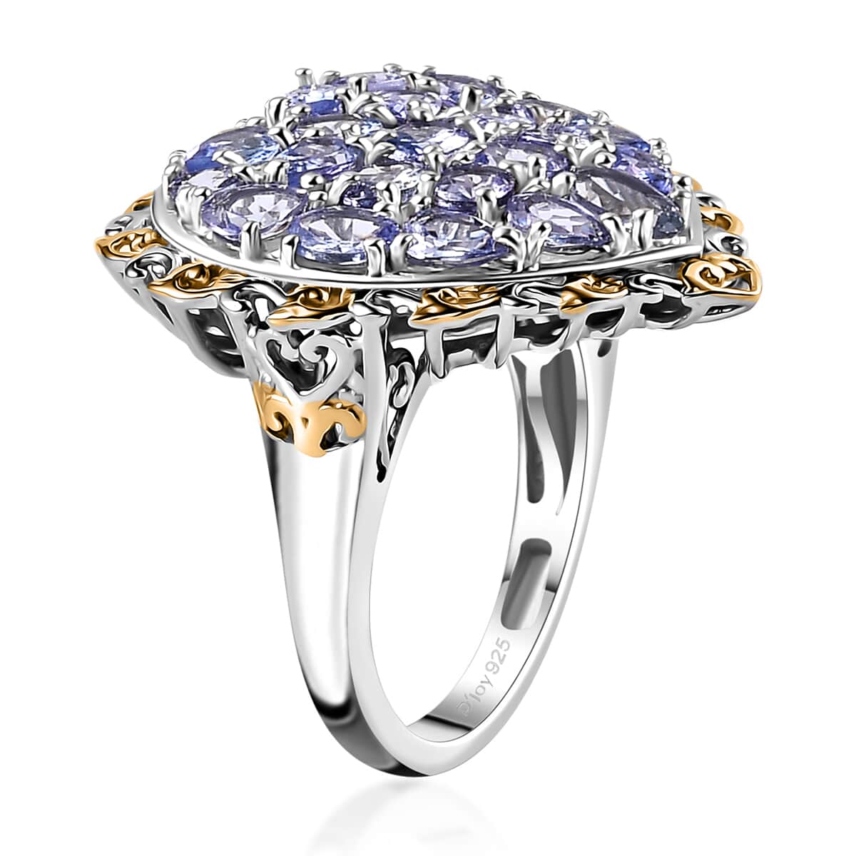 Tanzanite Heart Ring in Vermeil YG and Platinum Over Sterling Silver (Size 6.0) 3.15 ctw image number 3