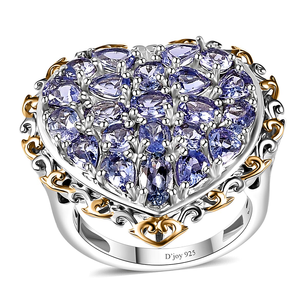 Tanzanite Heart Ring in Vermeil YG and Platinum Over Sterling Silver (Size 9.0) 3.15 ctw image number 0