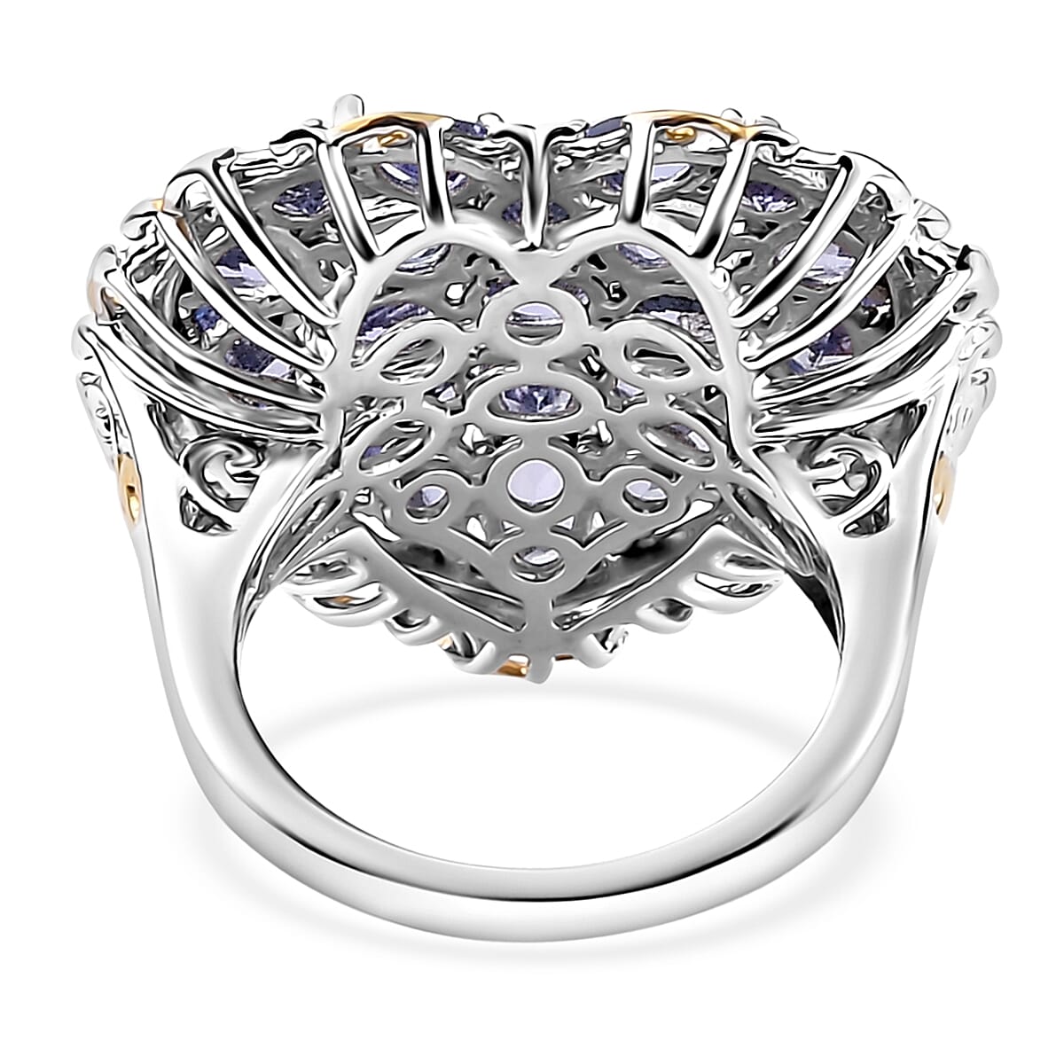 Tanzanite Heart Ring in Vermeil YG and Platinum Over Sterling Silver (Size 9.0) 3.15 ctw image number 4