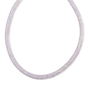 Doorbuster Sparkly Aurora Borealis Austrian Crystal Infinity Necklace 20-22 Inches in Silvertone