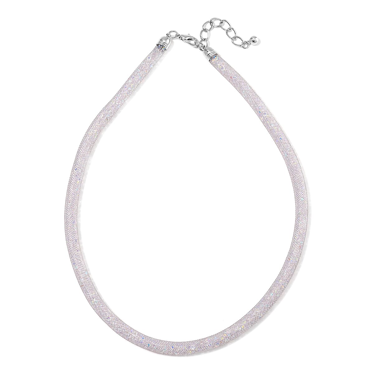 Doorbuster Sparkly Aurora Borealis Austrian Crystal Infinity Necklace 20-22 Inches in Silvertone image number 2