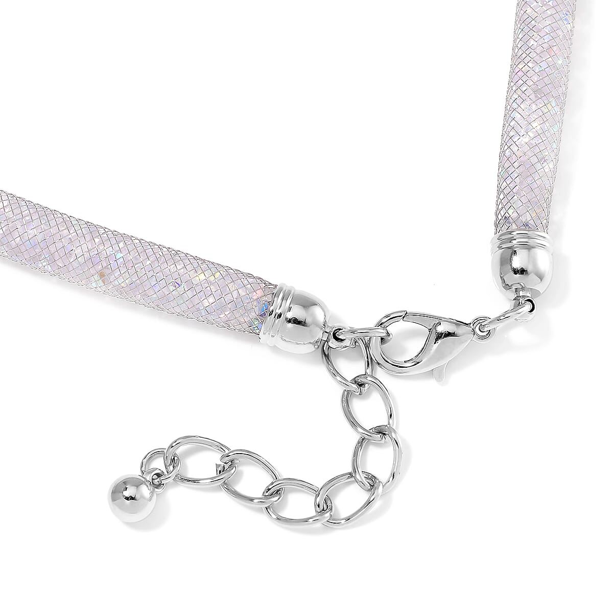 Doorbuster Sparkly Aurora Borealis Austrian Crystal Infinity Necklace 20-22 Inches in Silvertone image number 3