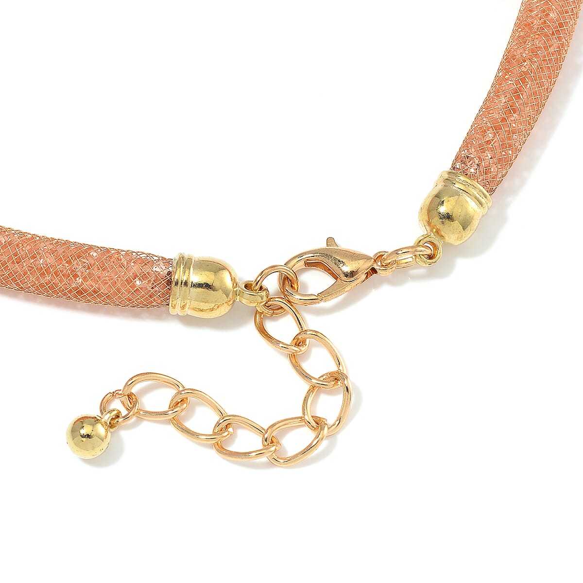Sparkly Champagne Austrian Crystal Infinity Necklace 20-22 Inches in Rosetone image number 3