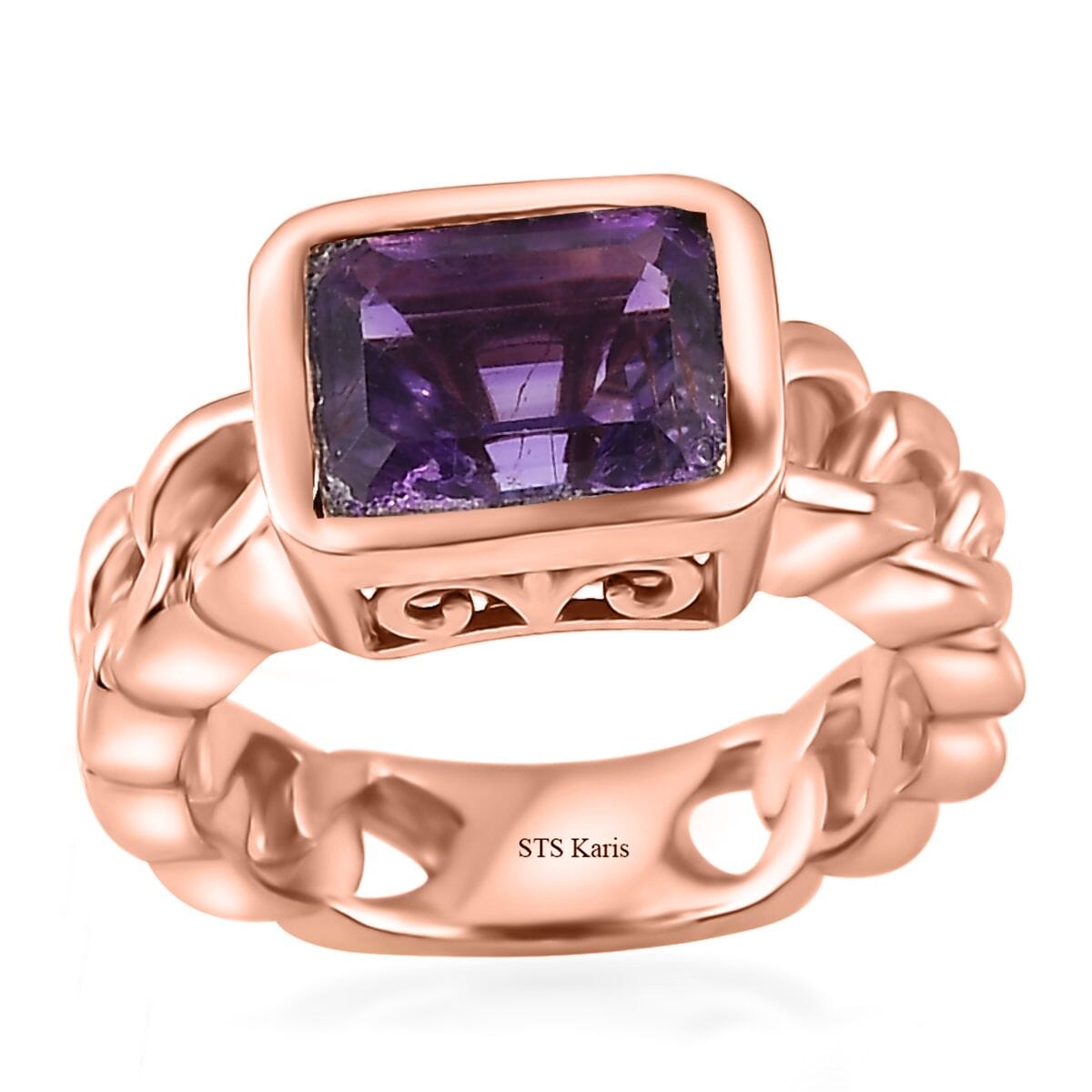 Karis Moroccan Amethyst Solitaire Ring in 18K RG Plated (Size 9.0) 2.15 ctw image number 0