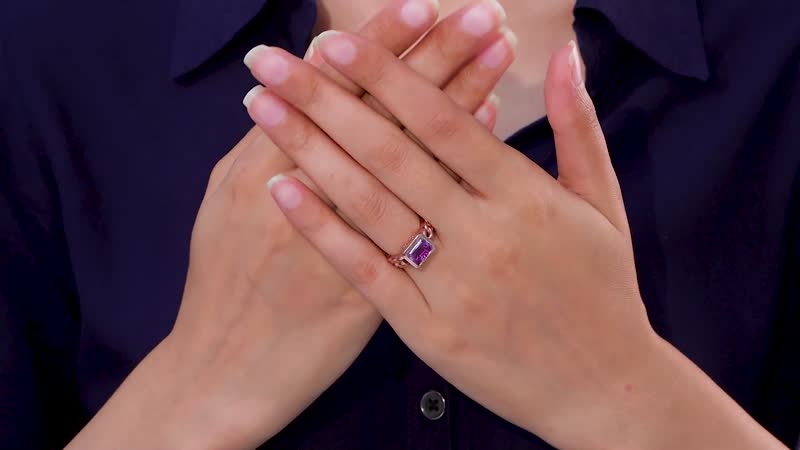Karis Moroccan Amethyst Solitaire Ring in 18K RG Plated (Size 9.0) 2.15 ctw