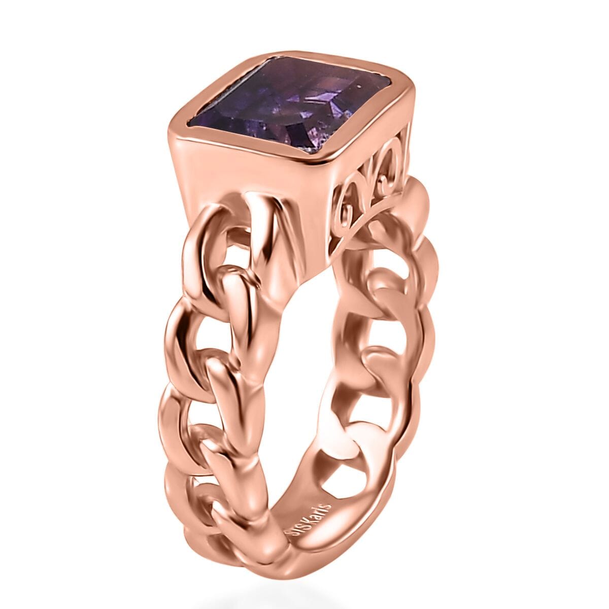 Karis Moroccan Amethyst Solitaire Ring in 18K RG Plated (Size 9.0) 2.15 ctw image number 3
