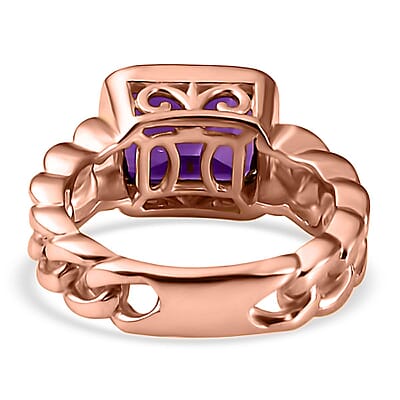 Karis Moroccan Amethyst Solitaire Ring in 18K RG Plated (Size 10.0) 2.15 ctw