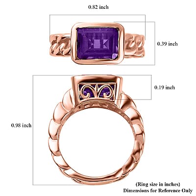 Karis Moroccan Amethyst Solitaire Ring in 18K RG Plated (Size 10.0) 2.15 ctw