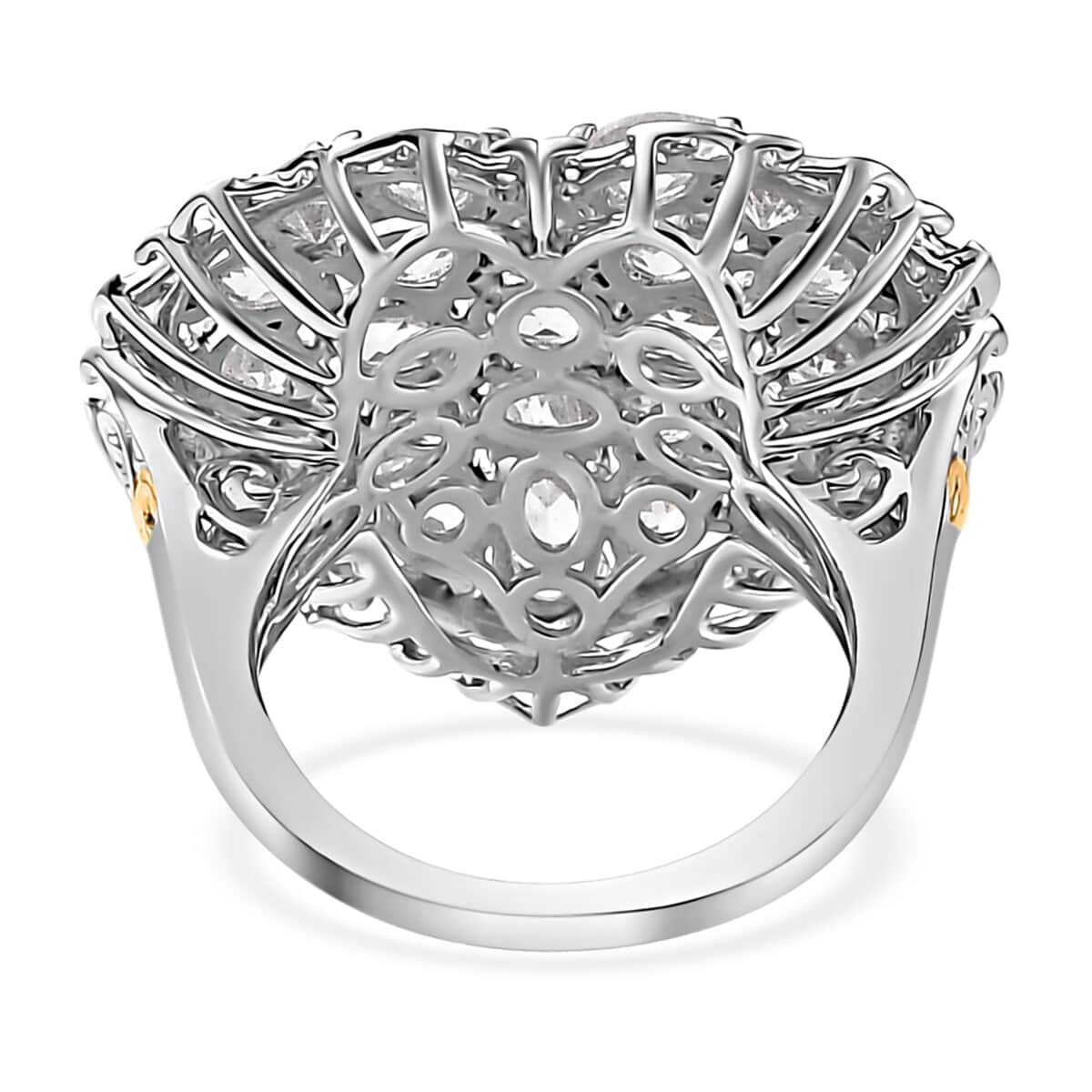 White Zircon Heart Ring in Vermeil YG and Platinum Over Sterling Silver (Size 10.0) 4.90 ctw image number 4