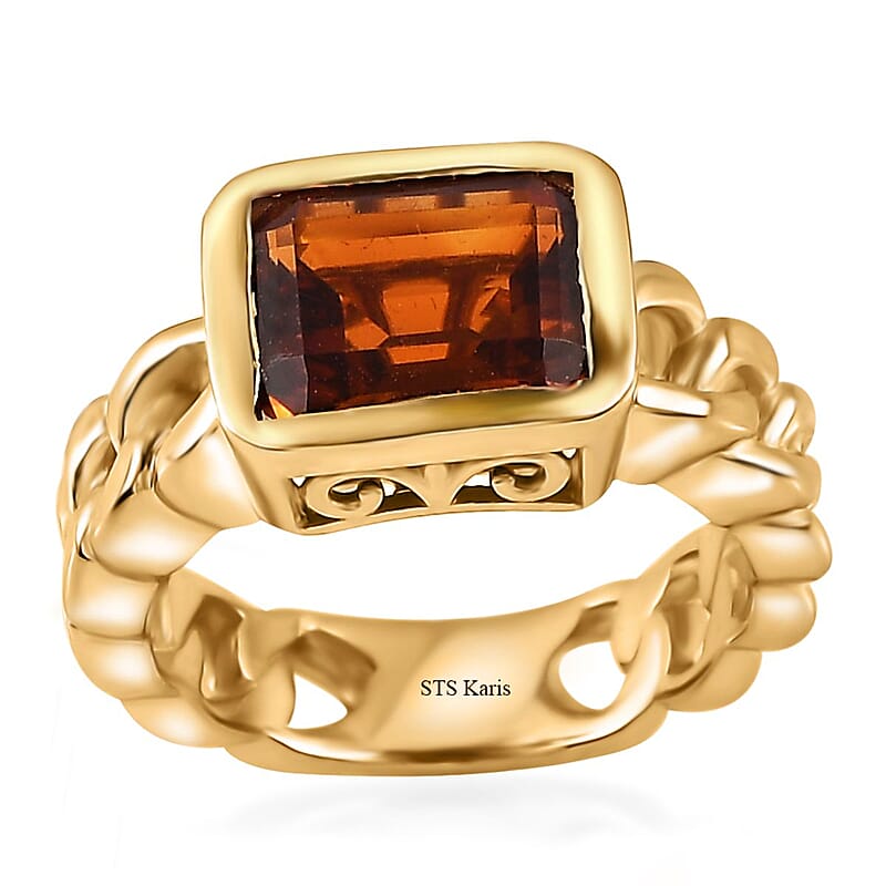 Karis Santa Ana Madeira Citrine Solitaire Ring in 18K YG Plated (Size 10.0) 2.00 ctw