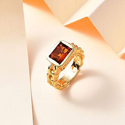 Karis Santa Ana Madeira Citrine Solitaire Ring in 18K YG Plated (Size 10.0) 2.00 ctw
