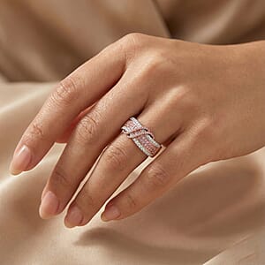 D'Joy Natural Pink and White Diamond 1.10 ctw Intertwined Ribbon Ring in 18K Vermeil Rose Gold Over Sterling Silver (Size 6.0)