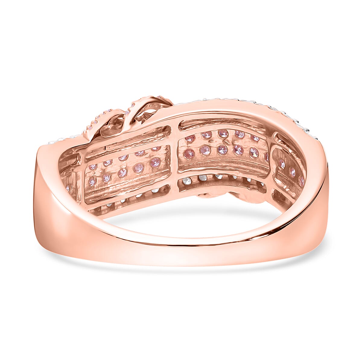 Natural Pink and White Diamond 1.10 ctw Ring in Vermeil Rose Gold Over Sterling Silver (Size 7.0) image number 4