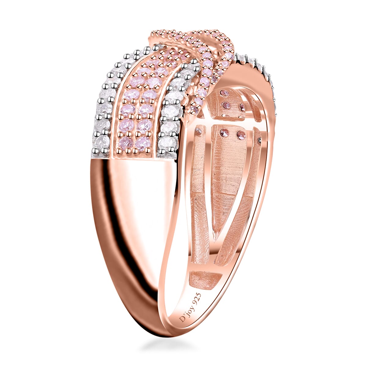 Natural Pink and White Diamond Ring in Vermeil Rose Gold Over Sterling Silver (Size 8.0) 1.10 ctw image number 3